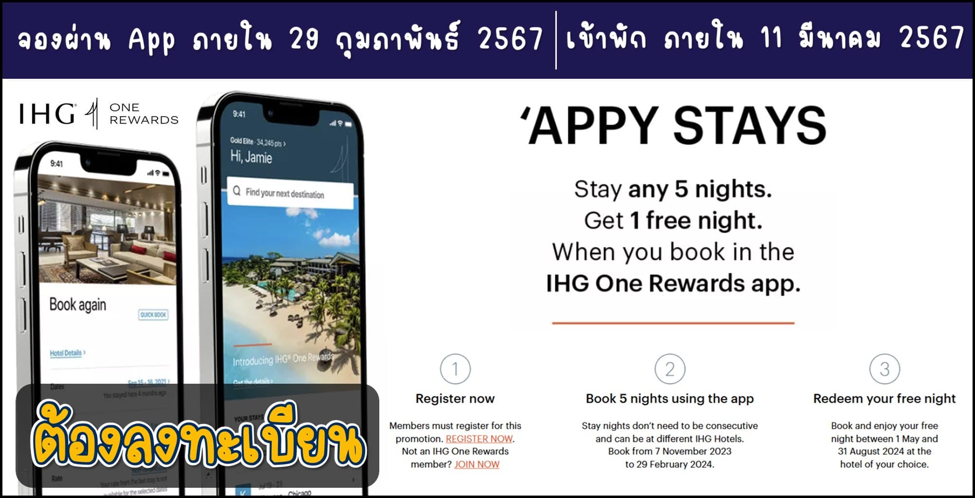 IHG รับ Free Night เมื่อเข้าพักครบ 5 คืนใน Middle East, Africa, India และ South Asia