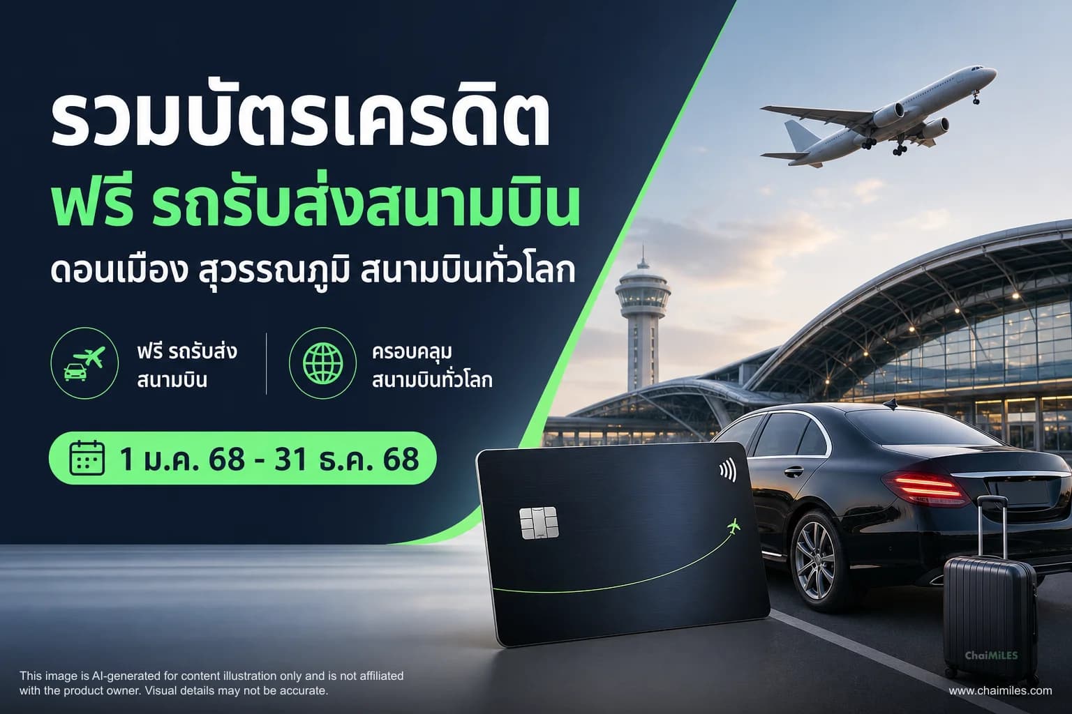 รวมบัตรเครดิต ฟรี รถรับส่งสนามบิน ดอนเมือง สุวรรณภูมิ สนามบินทั่วโลก
