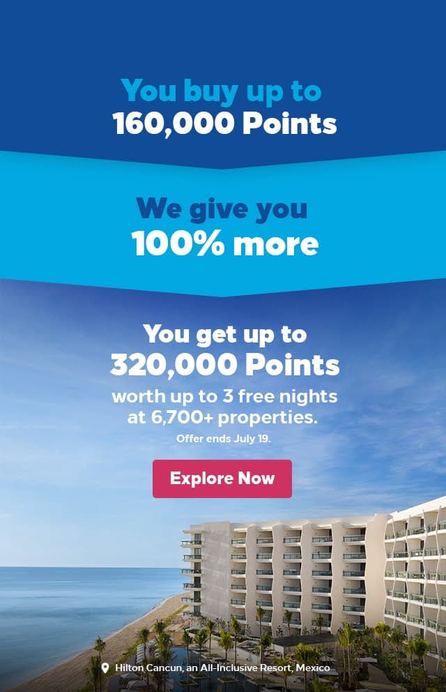 Hilton Honors Buy Points 100% Bonus ภายใน 19 July 2022