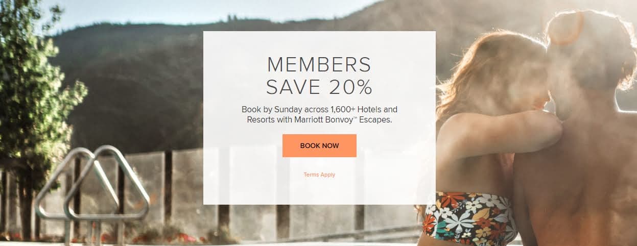 Marriott Bonvoy Escapes Save 20% Off Americas, Europe, Middle East & Africa (Stay Through 7 August 2022)