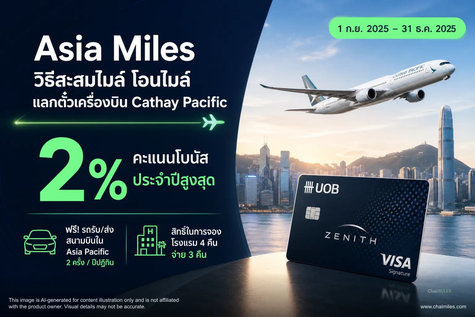 Asia Miles วิธีสะสมไมล์ โอนไมล์ แลกตั๋วเครื่องบิน Cathay Pacific