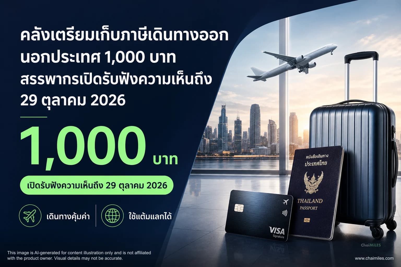 คลังเตรียมเก็บภาษีเดินทางออกนอกประเทศ 1,000 บาท สรรพากรเปิดรับฟังความเห็นถึง 29 ตุลาคม 2026