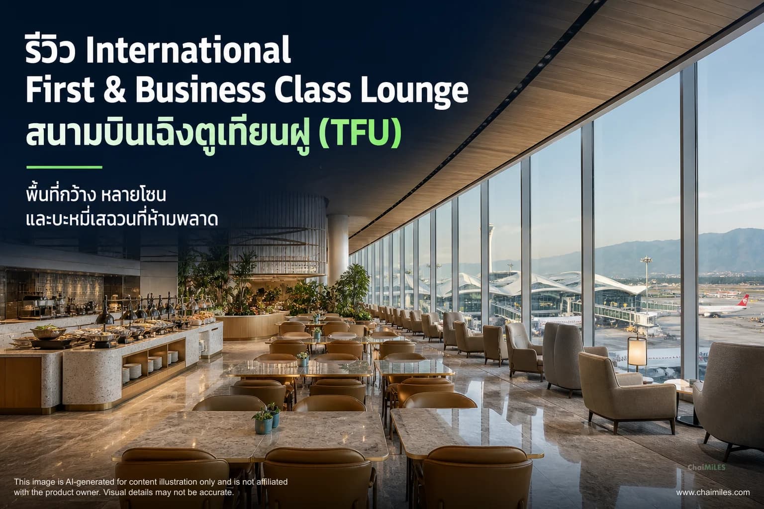 รีวิว International First & Business Class Lounge สนามบินเฉิงตูเทียนฝู (TFU) อาคาร T1 พื้นที่กว้าง หลายโซน และบะหมี่เสฉวนที่ห้ามพลาด